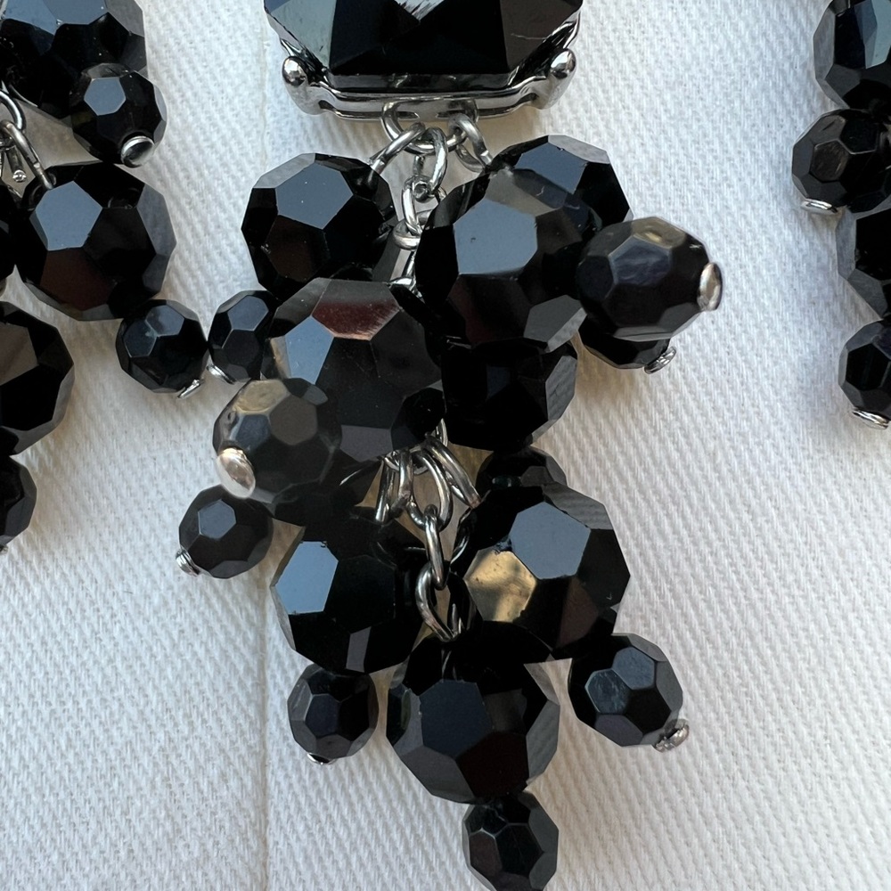 Talbots Black Chunky Beaded Statement Necklace Bold Glam Elegant NWT - Picture 3 of 8